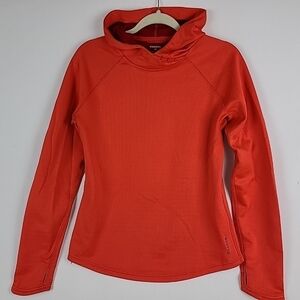 Reebok Hoodie Orange Pull Over Women's Size Medium Play Warm Hood Long Sleeve